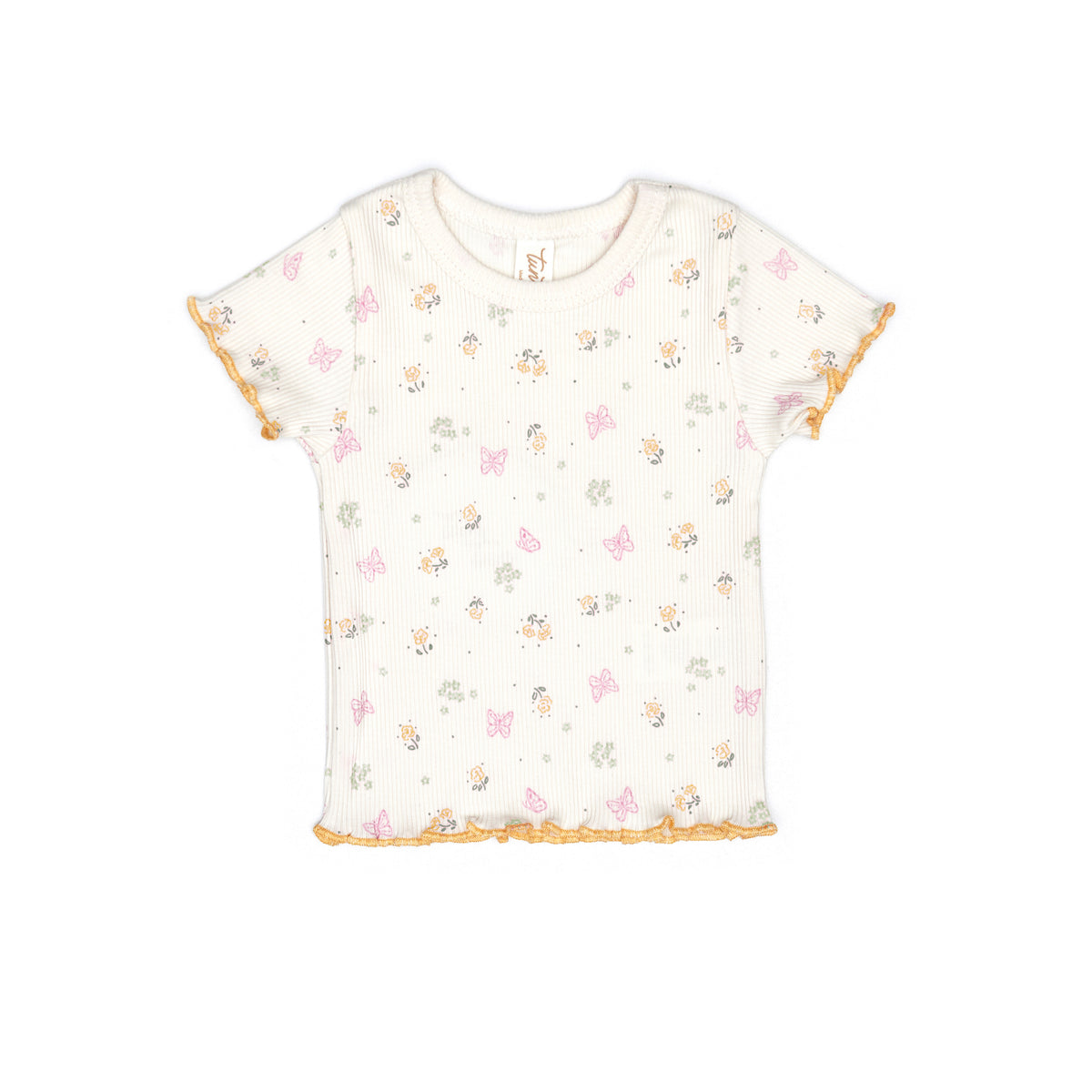 Lara Set Top + short Natural butterflies