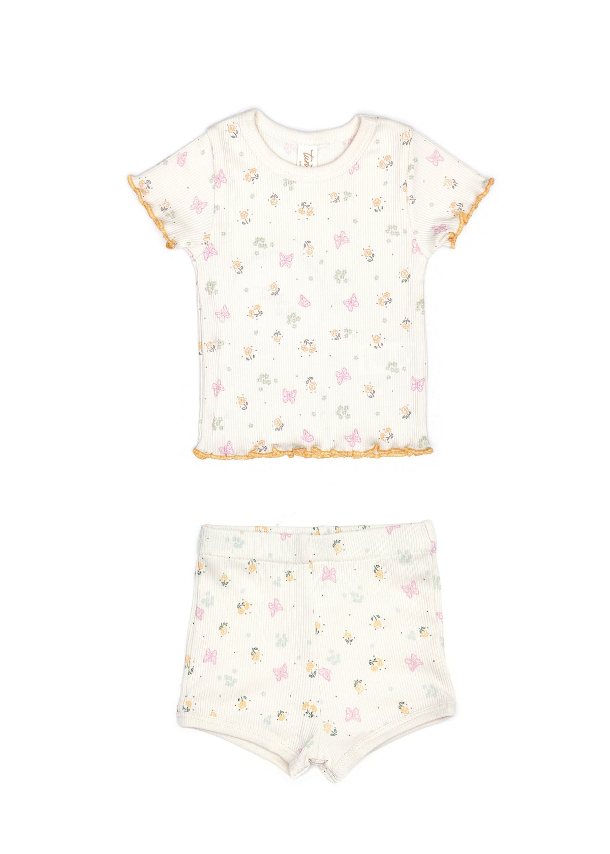 Lara Set Top + short Natural butterflies