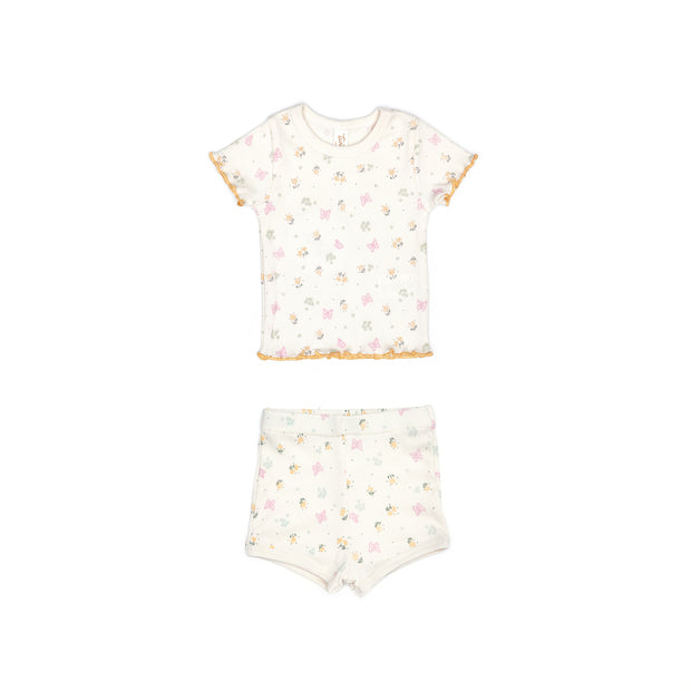 Lara Set Top + short Natural butterflies