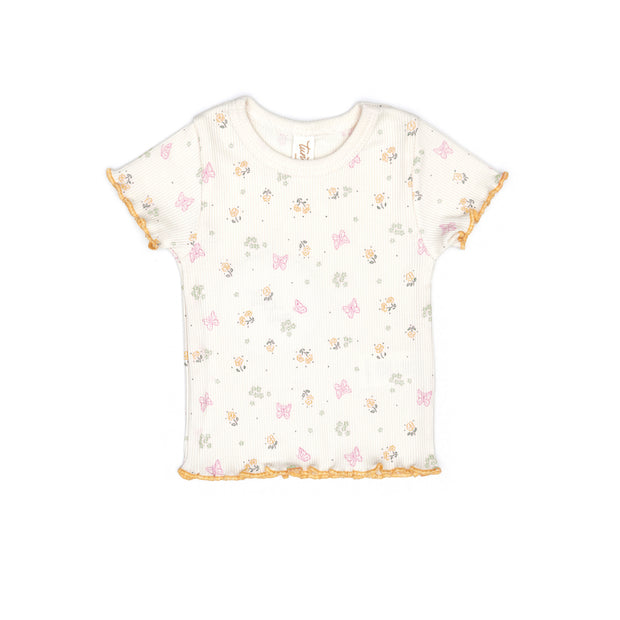 Lara Set Top + short Natural butterflies