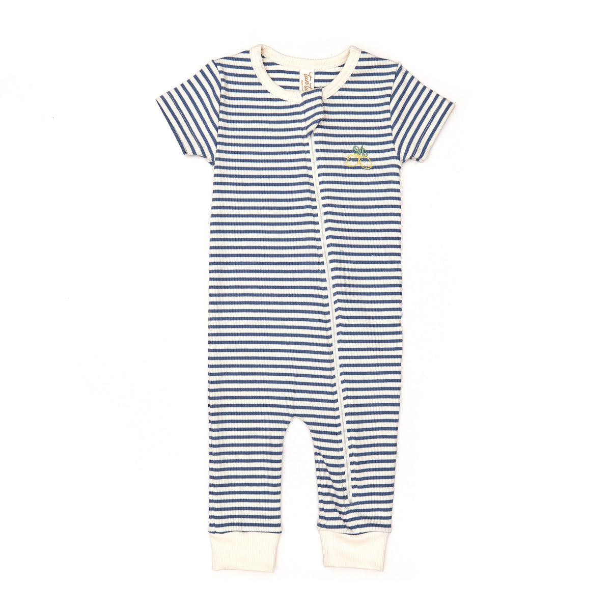 Zip Romper Short Sleeve Blue stripes