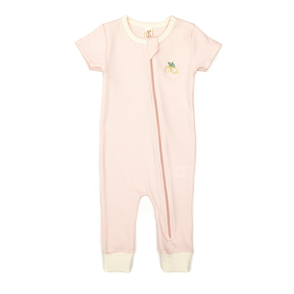 Zip Romper Short Sleeve Pink