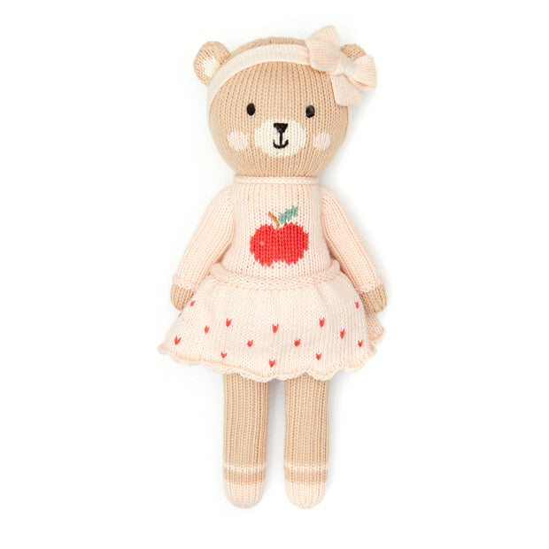 Emma the bear with apple 11"- Pink