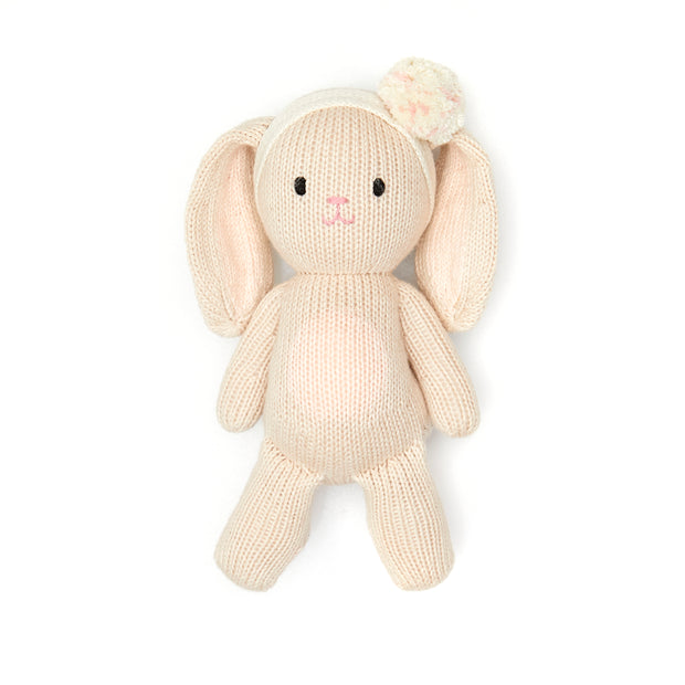 Baby bunny girl with pompom 8" - Natural