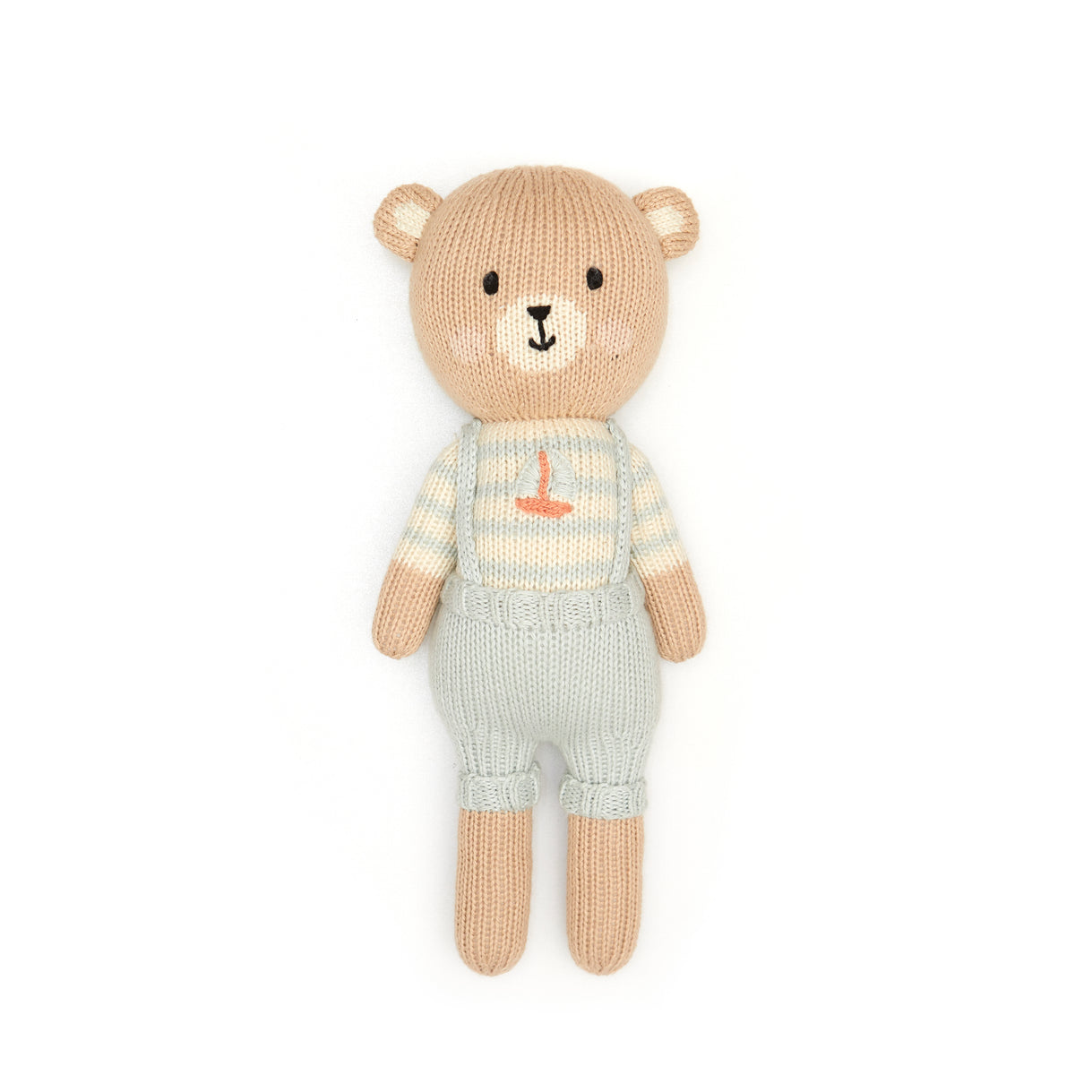 Arthur the bear with sailboat Light blue & Natural - 11"