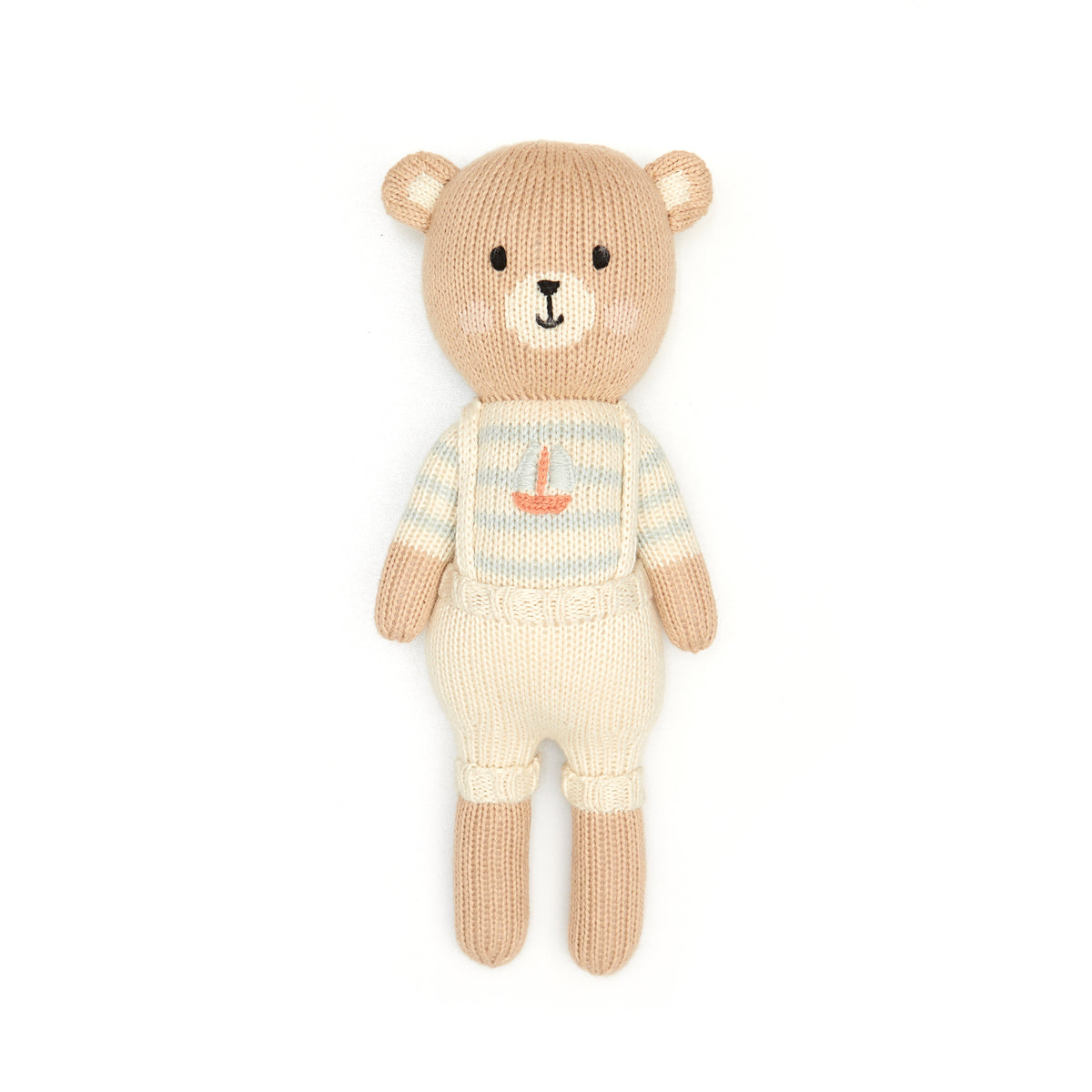 Arthur the bear with sailboat Natural & Light blue - 11"