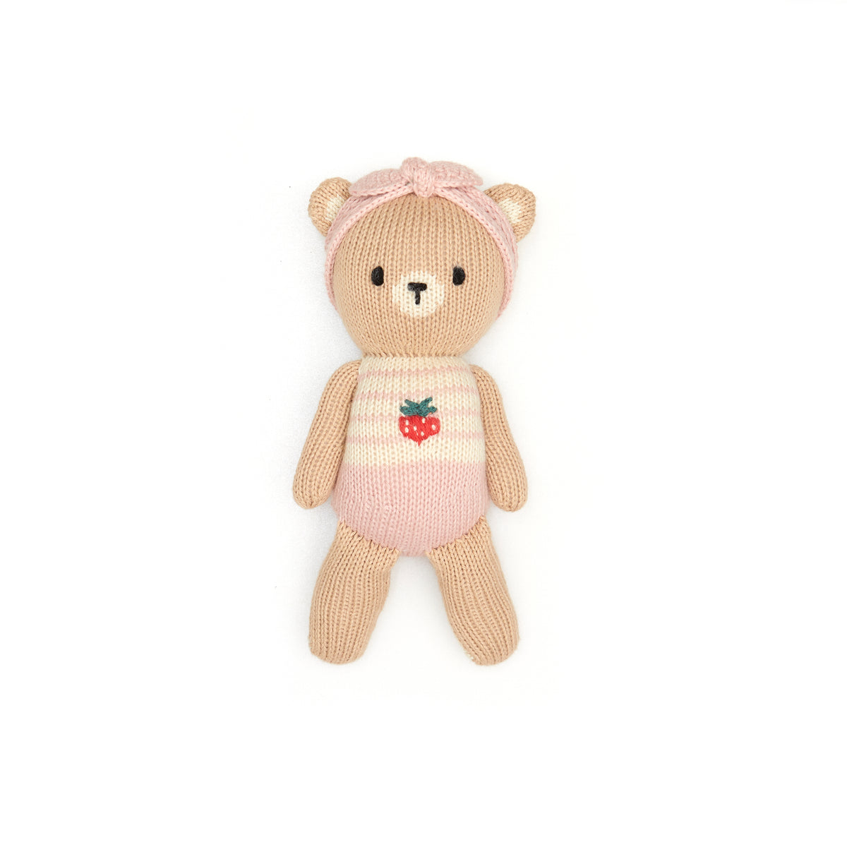 The Baby bear with strawberry Pink & natural -  8.5"