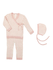 Dominique Kimono Set + Bonnet Pima Cotton Pink