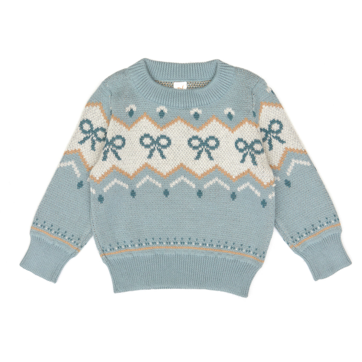 Bow sweater Gray mist & deep teal - pima cotton