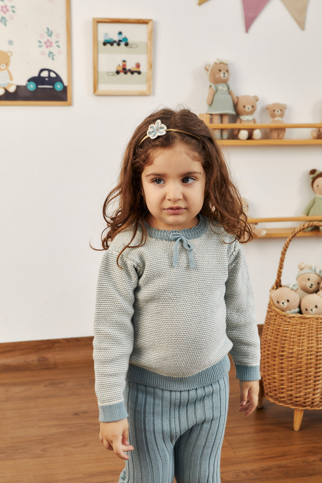 Set 2 pcs Amanda sweater + Mary pants Gray mist - pima cotton