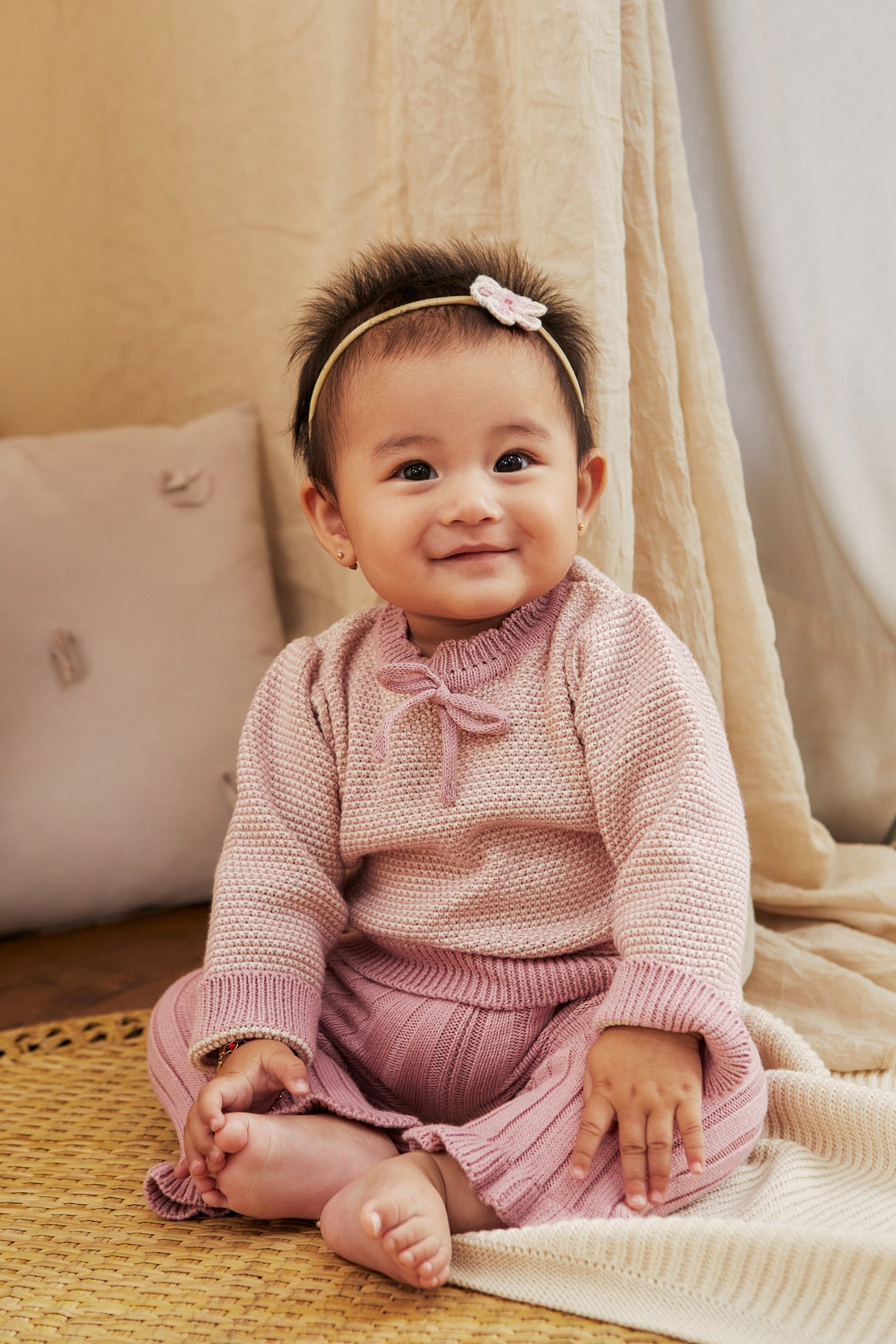 Amanda sweater Rose quartz & natural - pima cotton