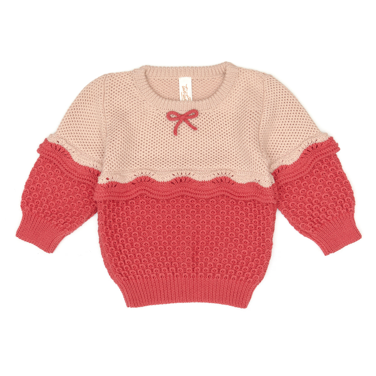 Amelie sweater Shell pink & rose red - pima cotton
