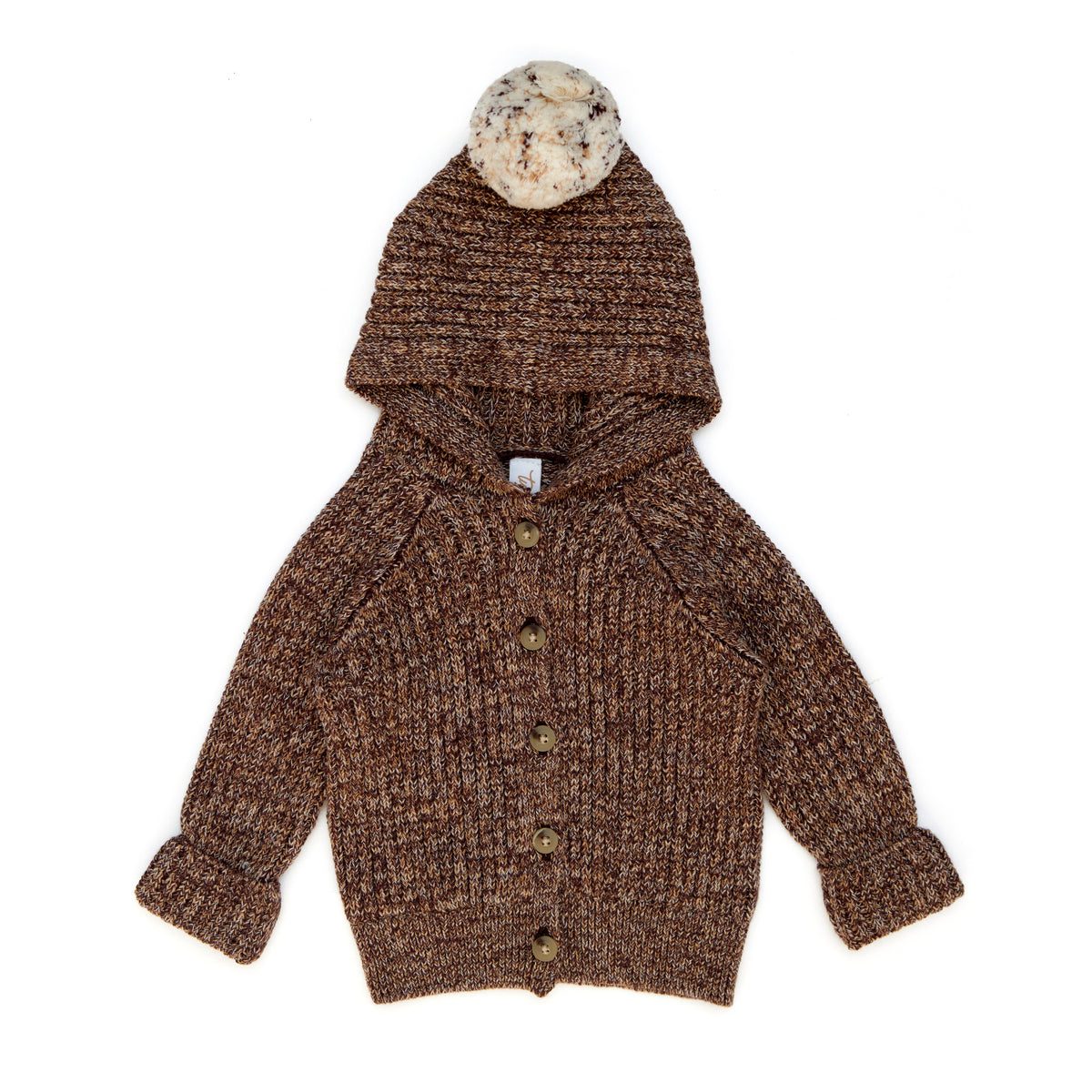 Henry Hooded cardigan Dark plum & oatmeal & natural - pima cotton