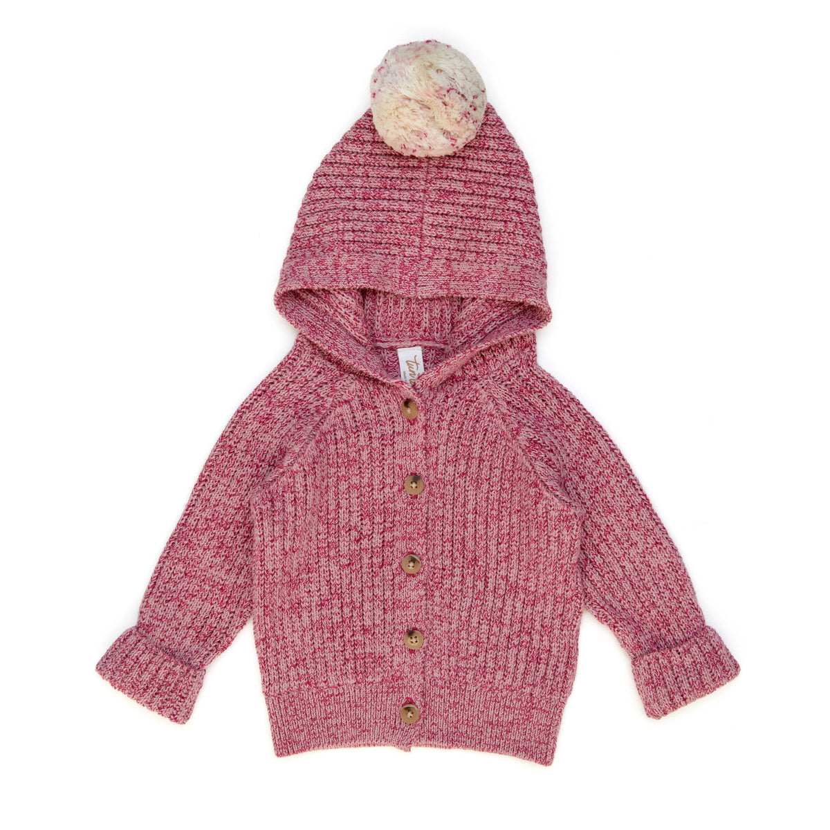 Henry Hooded cardigan Rose quartz & raspberry - pima cotton
