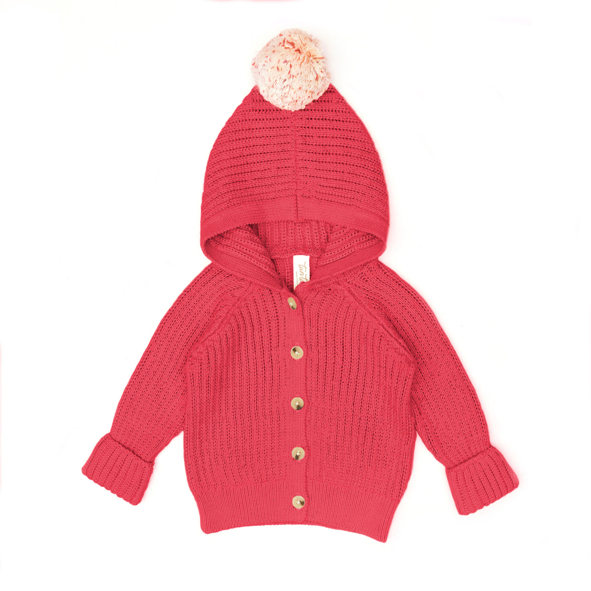 Henry Hooded cardigan Rosa red - pima cotton