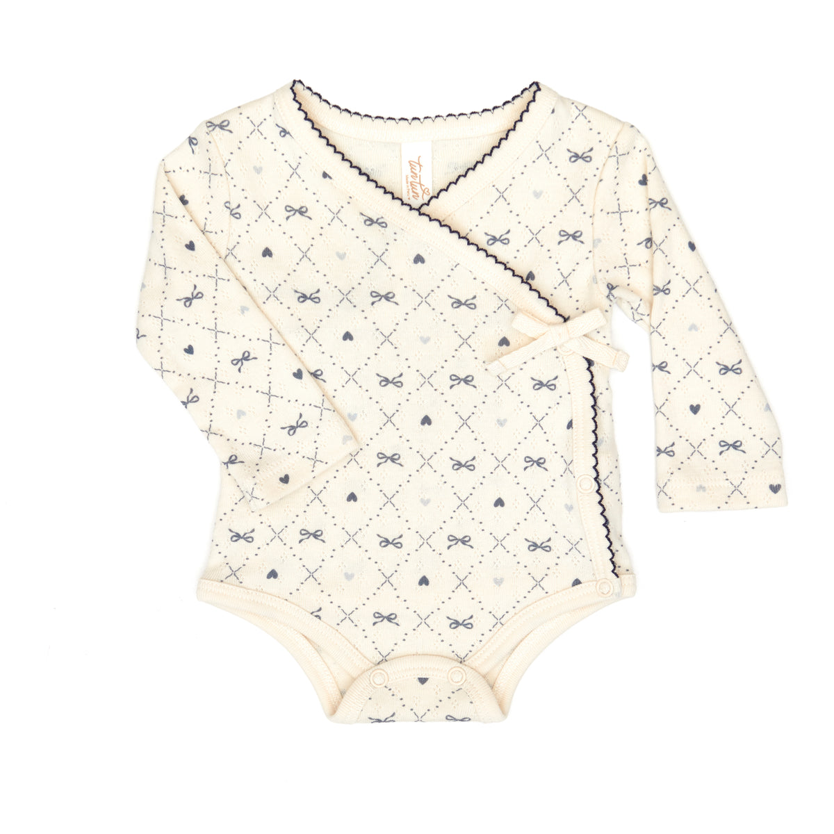 Milan bodysuit White swan navy blue bows - cotton