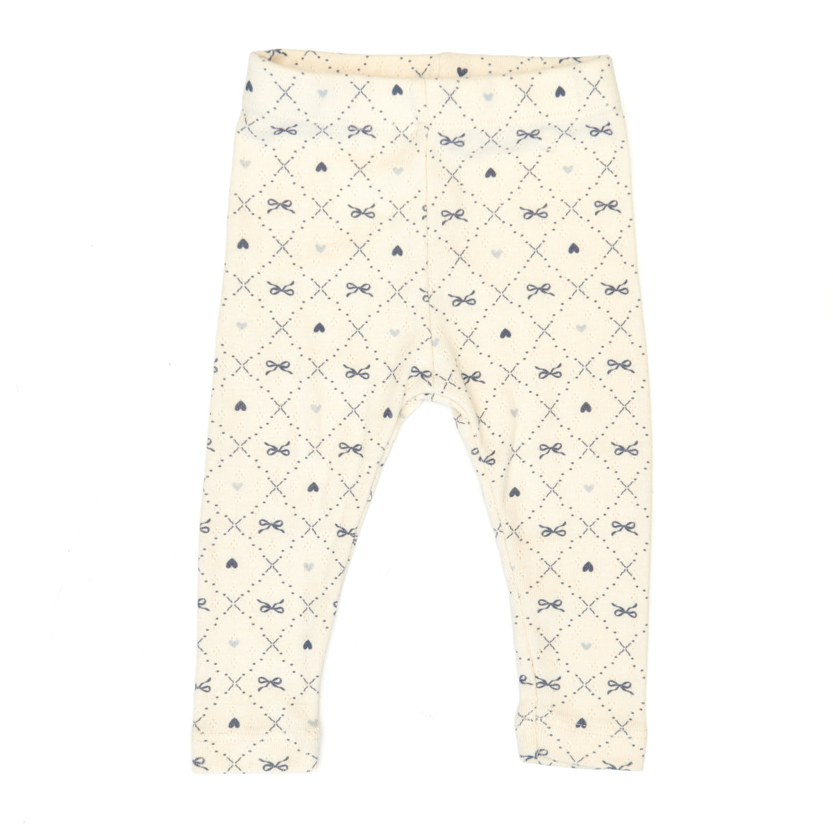 Pointelle pant White swan navy blue bows - cotton