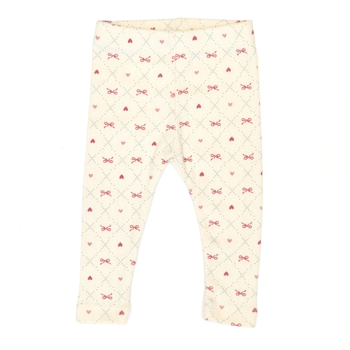Pointelle pant White swan raspberry bows - cotton