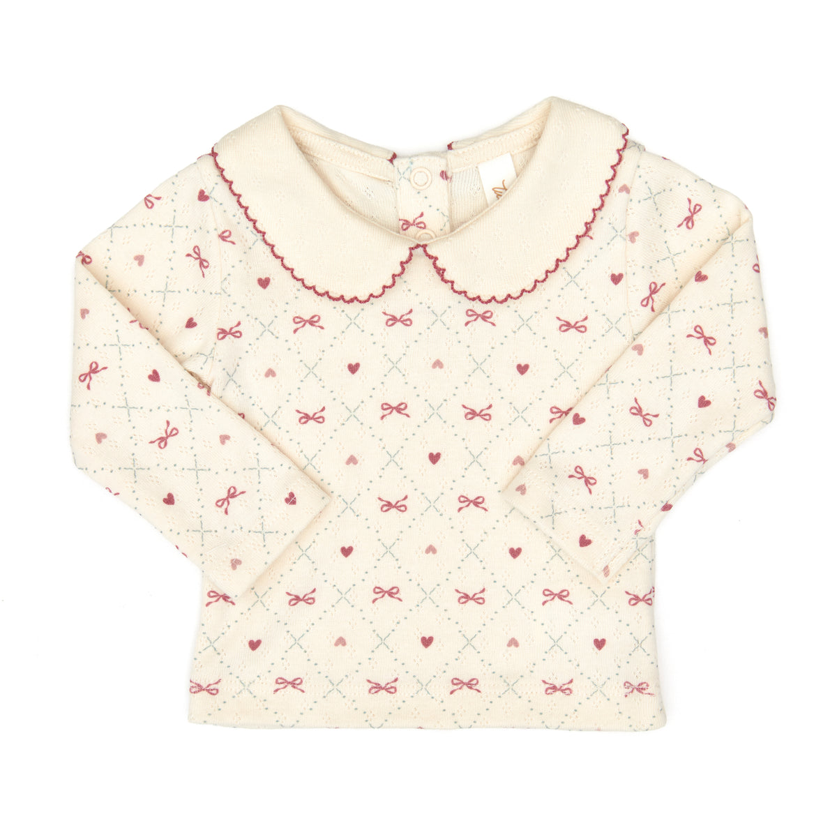 Emma top White swan raspberry bows - cotton