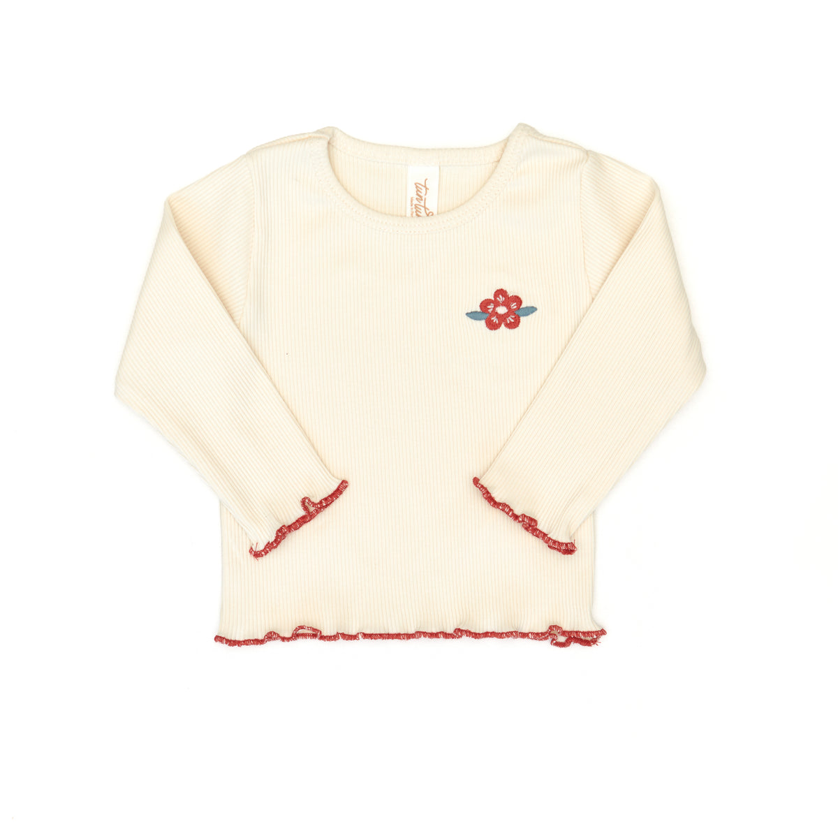 Jazmine top White swan & rose red - ribbed cotton