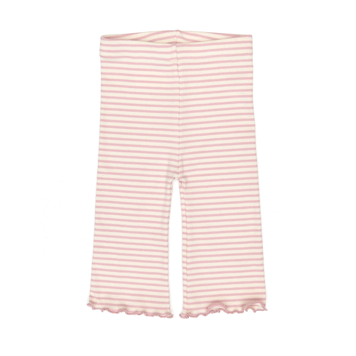 Flare ribbed pant Rose quartz stripes - ribbed cotton