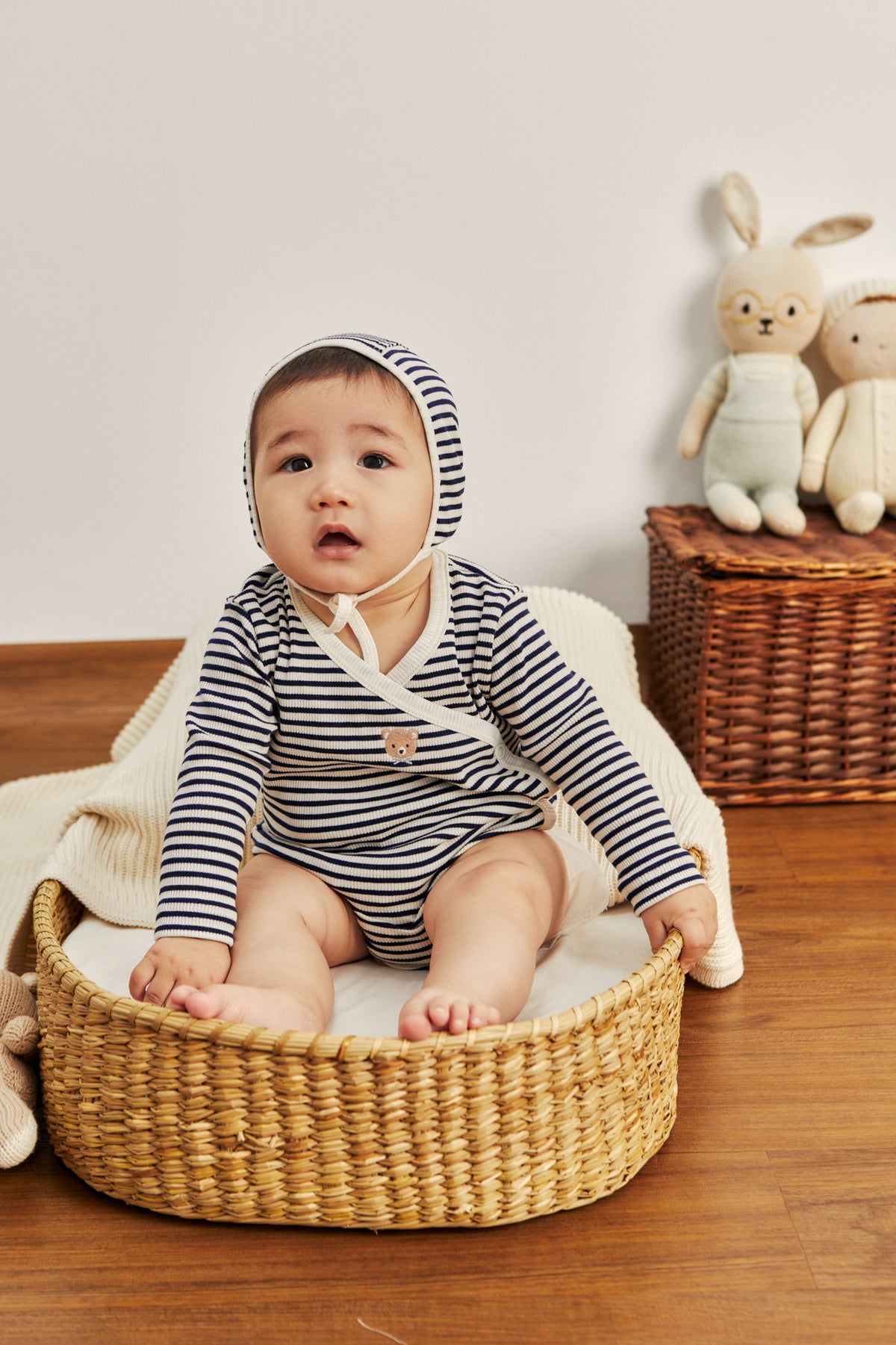 Milan ribbed bodysuit Navy blue stripes - ribbed cotton