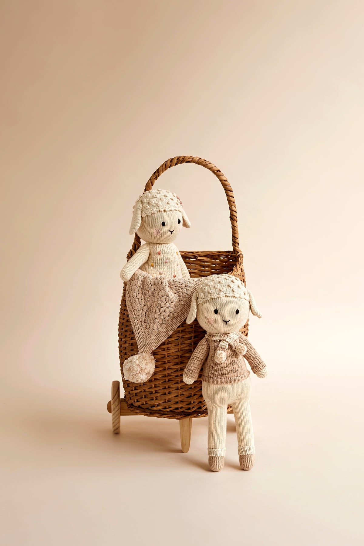 Madeline the lamb 11" natural, marigold, dusty rose, salmon