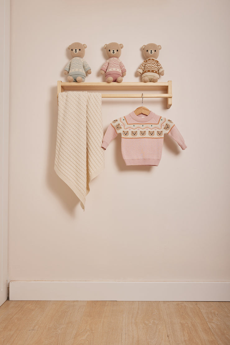 Bear Sweater Pima Cotton Pink & natural