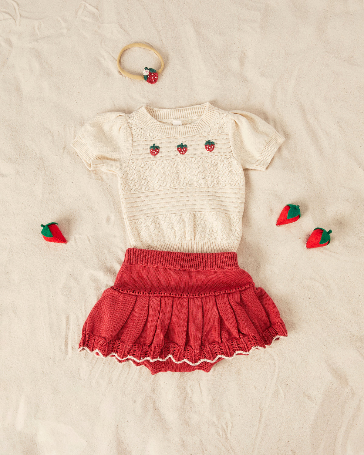 knitted skirt Rosa red & light pink - Pima Cotton