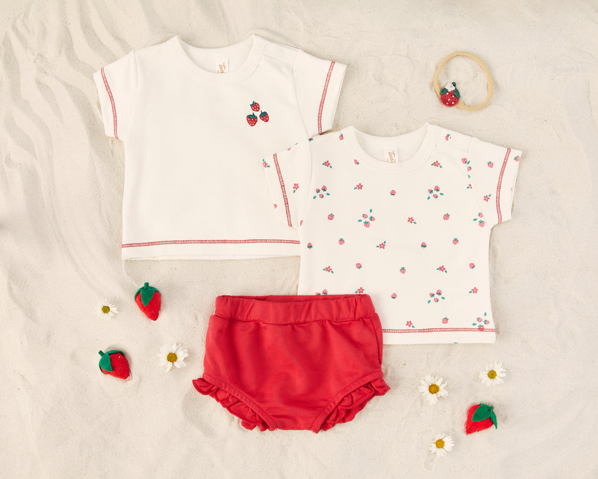 Terry top Natural & Rosa Red - Cotton