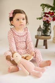 Set Ruffle top + Ribbed pant - Rose flowers - cotton