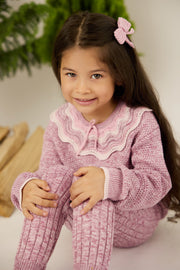 Set Multicolor Ruffle Sweater + Leggins - Mauve marl - pima cotton