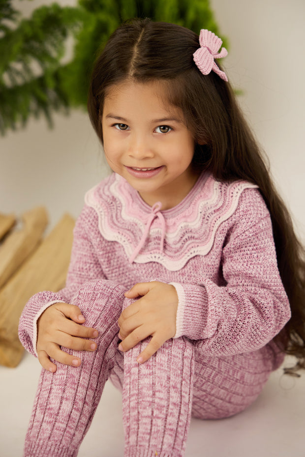 Set Multicolor Ruffle Sweater + Leggins - Mauve marl - pima cotton