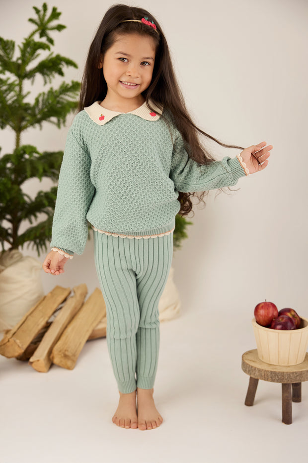 Set Lily Sweater + Knitted Pant - Jade - pima cotton