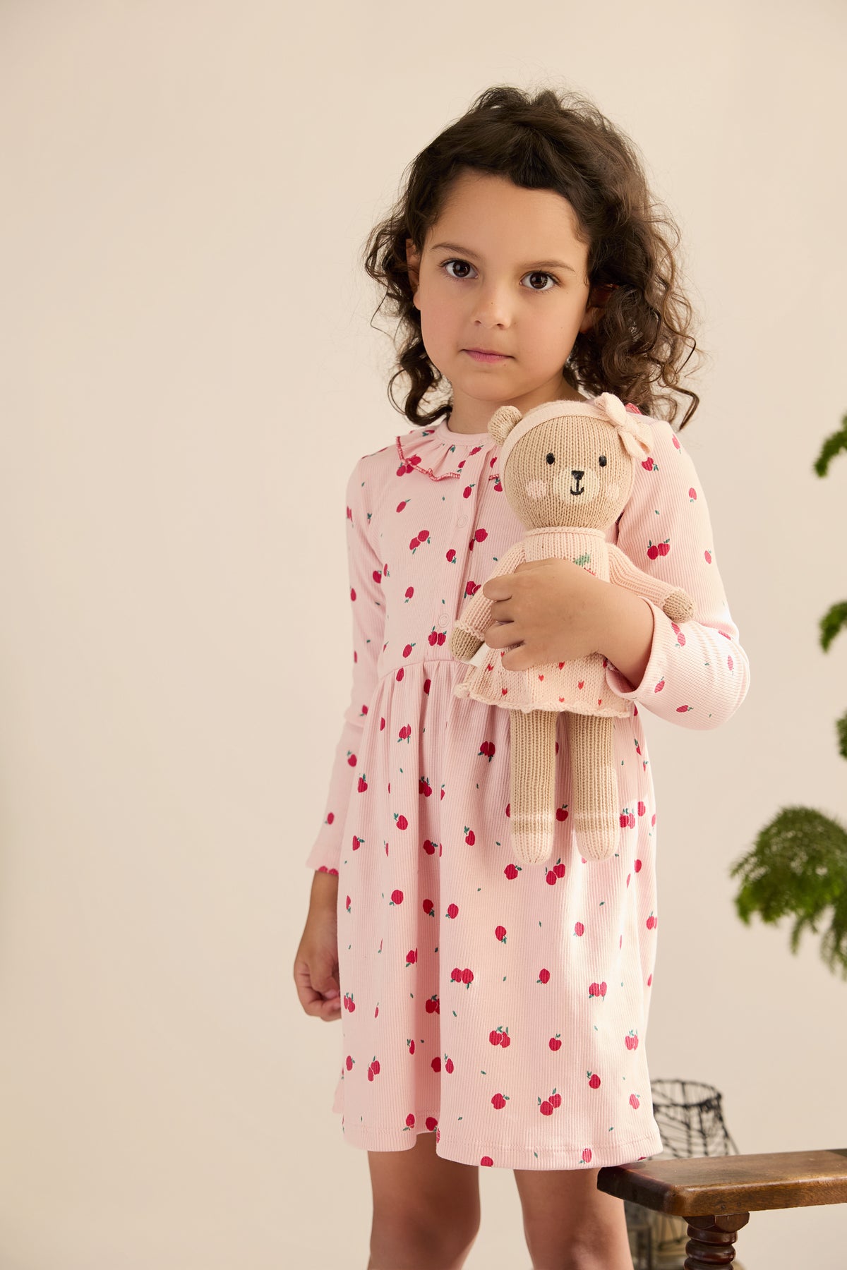 Ruffle dress - Rose apples - cotton