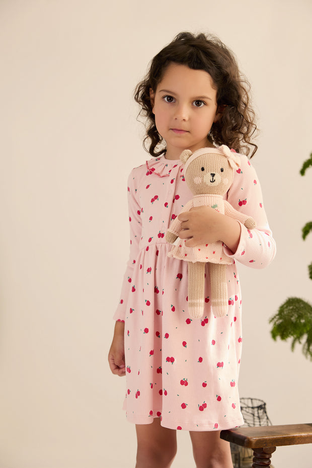 Ruffle dress - Rose apples - cotton