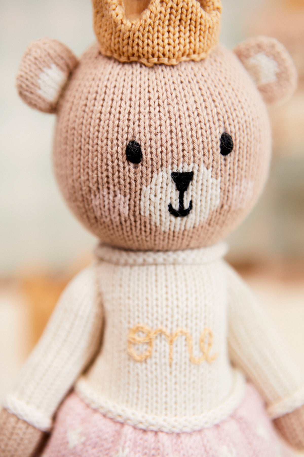 Birthday Duo Emma Bear W + Knit Crown Yellow