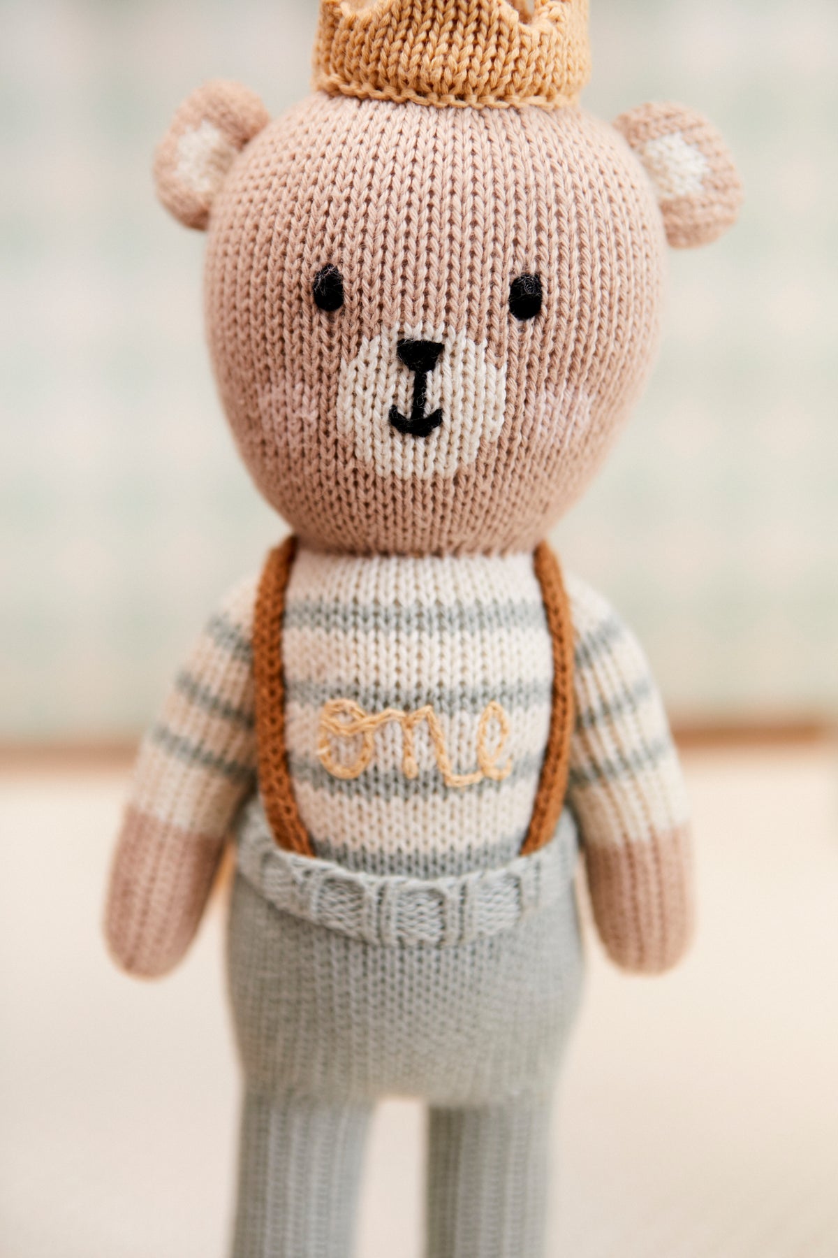 Arthur Bear W/ Crown  Smokey green 11"