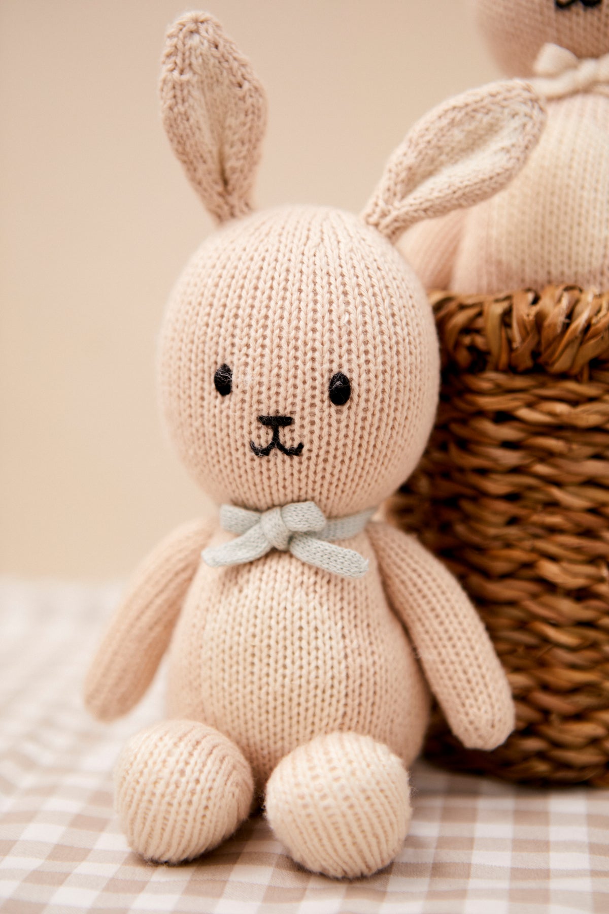 BABY BUNNY BOY 8" LIGHT BEIGE & LIGHT BLUE