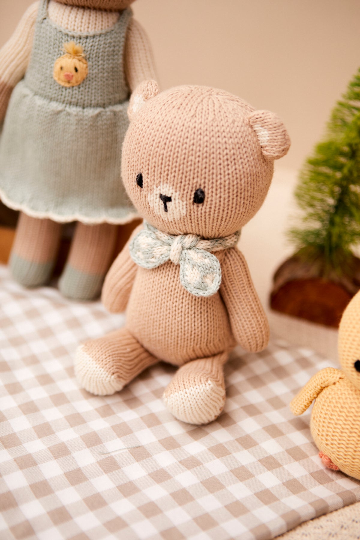 Baby Boy Farmer Bear Smokey green & natural 8"