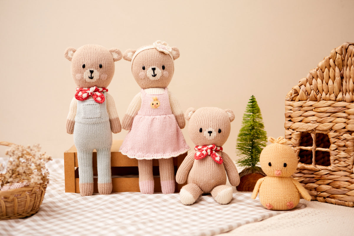 Arthur The Farmer Bear Light blue & red & natural 11"