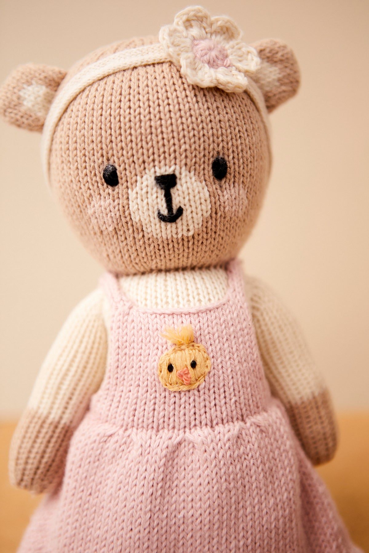 Emma The Farmer Bear Pink & natural 11"