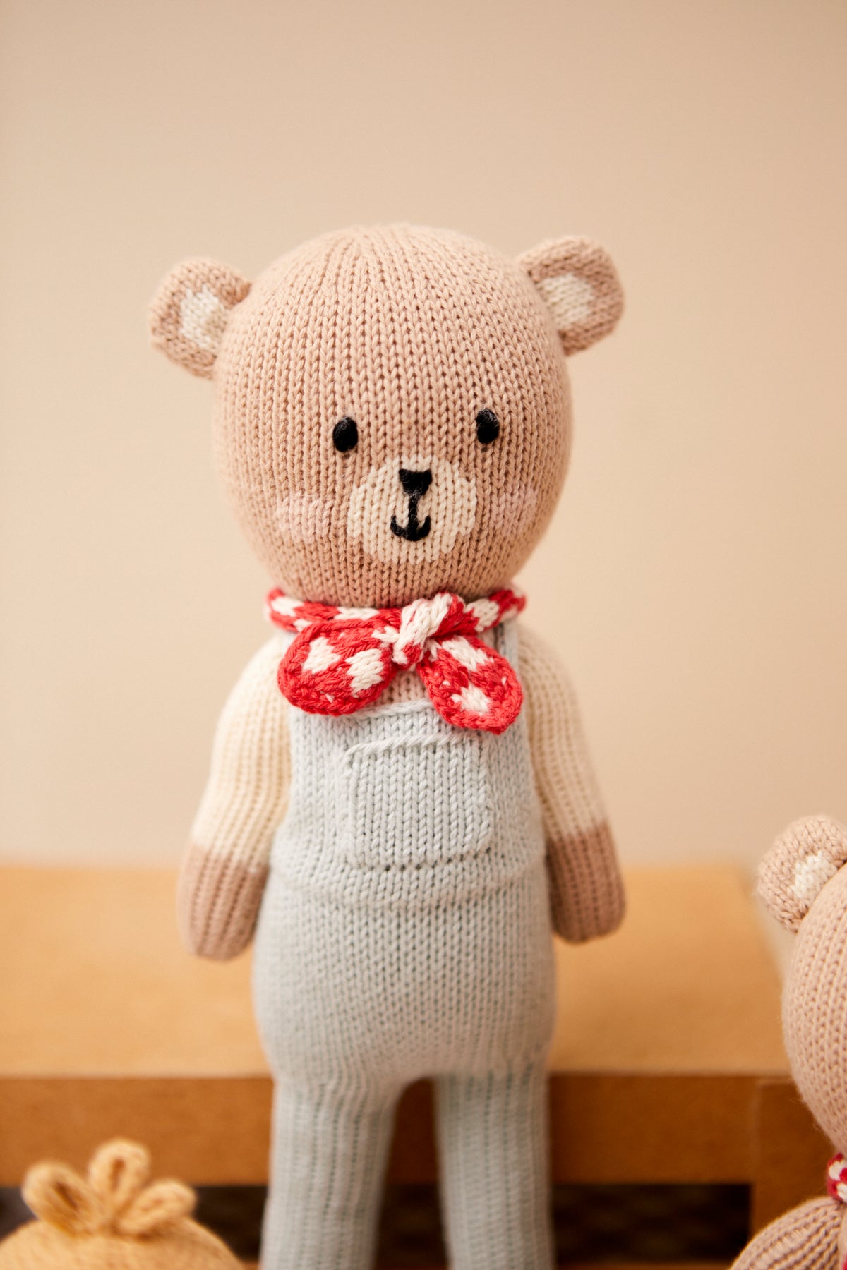Arthur The Farmer Bear Light blue & red & natural 11"