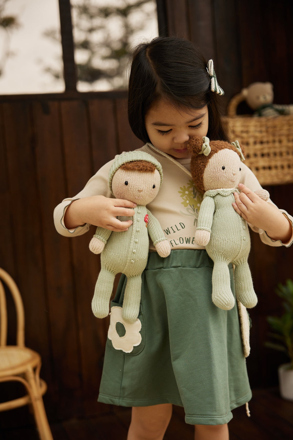 Baby Emily doll light green - 11"