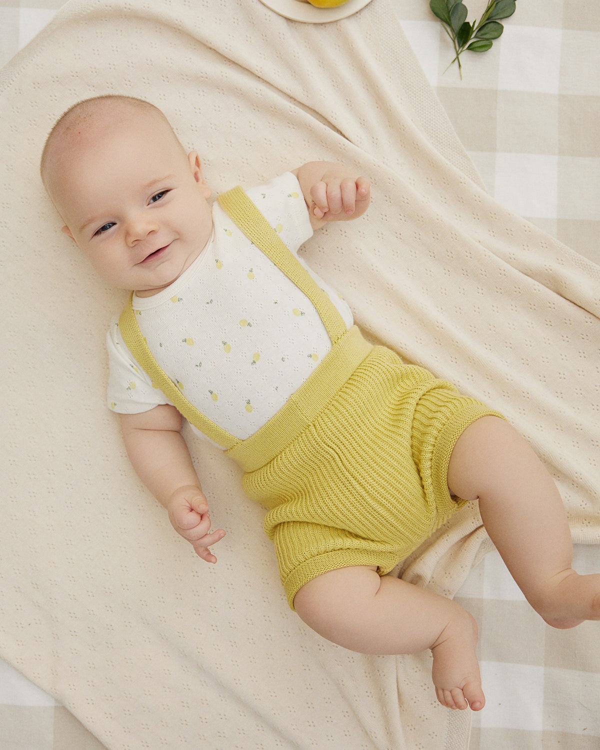 Knitted Suspender Short Lime