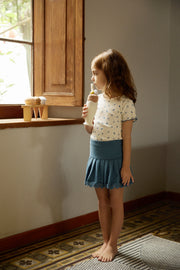 Mia Ribbed Top + Knitted skirt pima cotton Blue gelatos