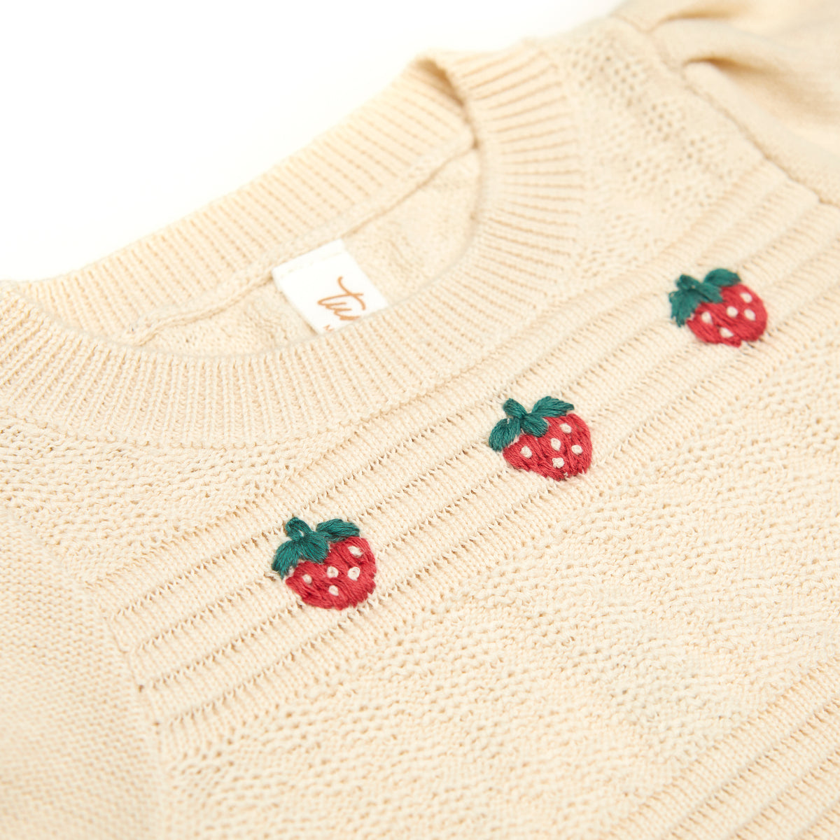 Knitted Stawberry top Natural - pima cotton