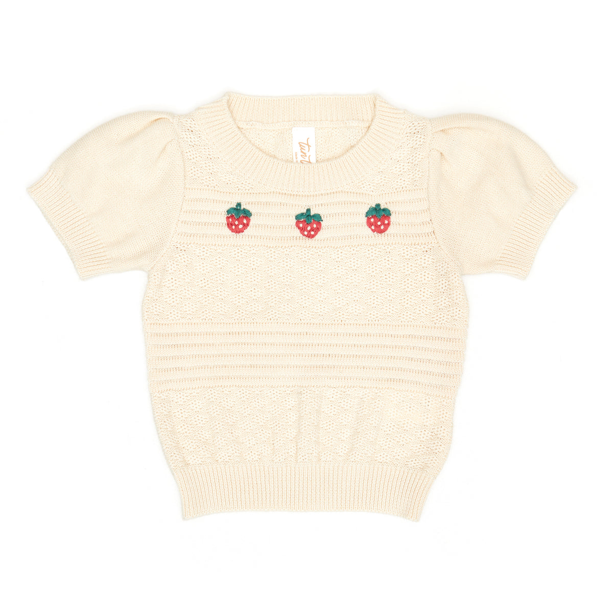 Knitted Stawberry top Natural - pima cotton