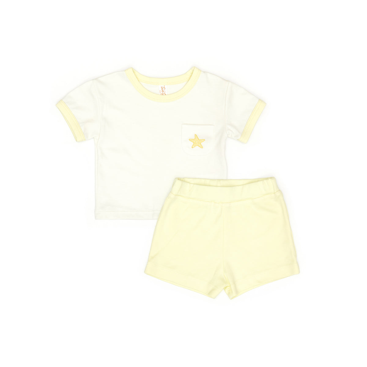 Set 2pcs Top + short Natural & wax yellow - Pima Cotton