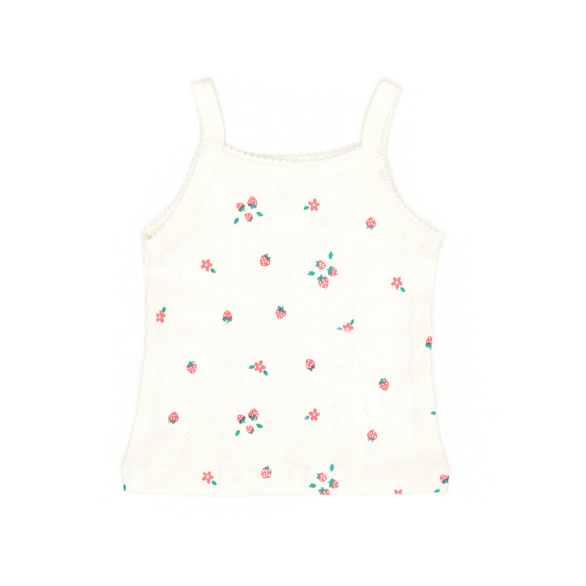 Pointelle tank top Natural strawberries - cotton
